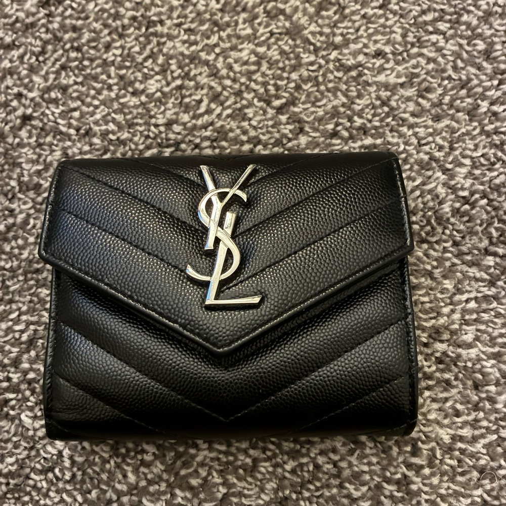 Yves Saint Laurent Black Chevron Wallet